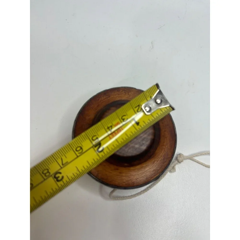 Antique Rare Genuine English Mill Relic Wood Bobbin Pewter YoYo